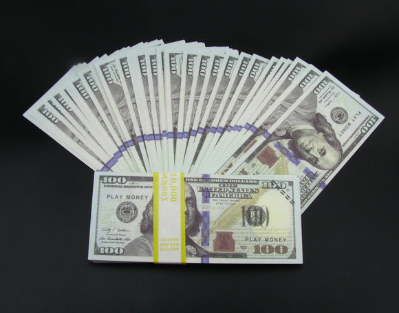 $10,000 Dollar Full Print Prop Money New Style Play Money Stack